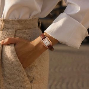 Elegant Brown Leather Women's Watch